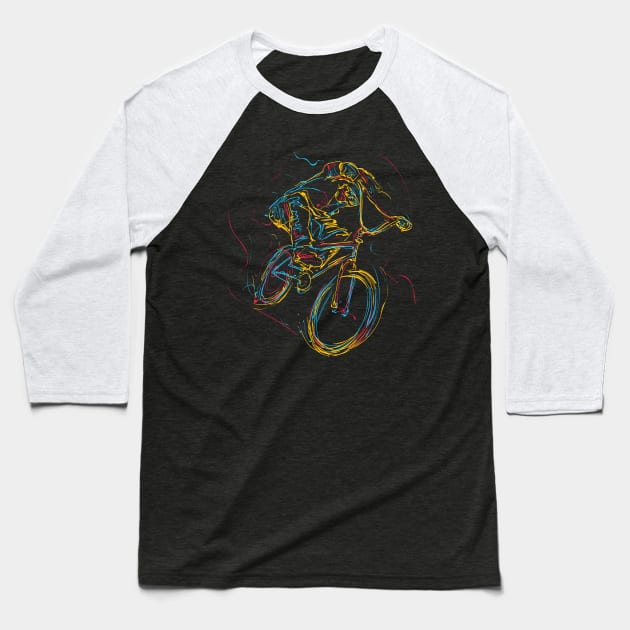 bicycle rider  abstract Baseball T-Shirt by Mako Design 